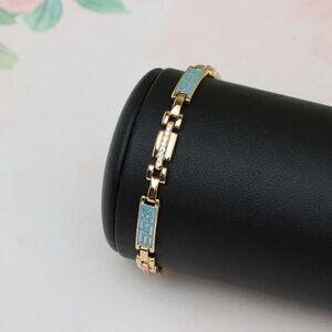 Rose Gold Bracelet with Blue Enamel and Crystals, XPBL0682